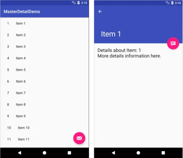 Android Master Detail Demo Master