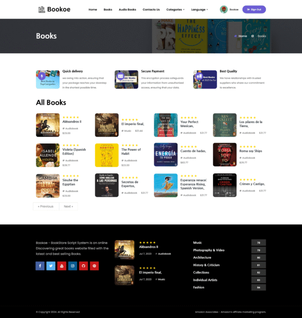 Bookstore Books Ebooks And Audiobooks Affiliate Script