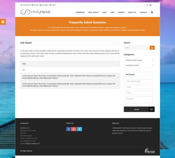 Classifieds Multipurpose Portal Infinity Market
