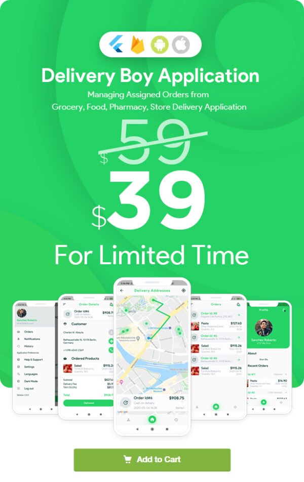 Delivery Boy For Groceries Foods Pharmacies Stores Flutter App